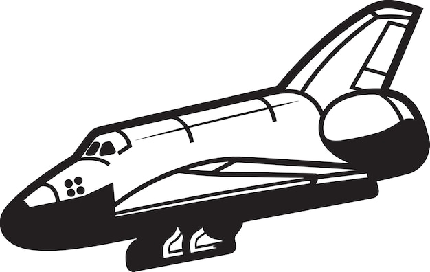 Esbozo del observador orbital Vector negro de la nave cohete Universo Voyager Icon Vector Diseño de la roca espacial