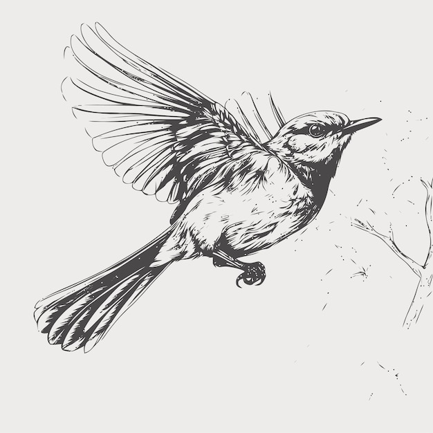 Vector esbozo de pájaro ilustración dibujada a mano de un pájaro