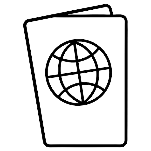 Esbozo de pasaporte internacional libro de colorear página dibujo de arte de línea