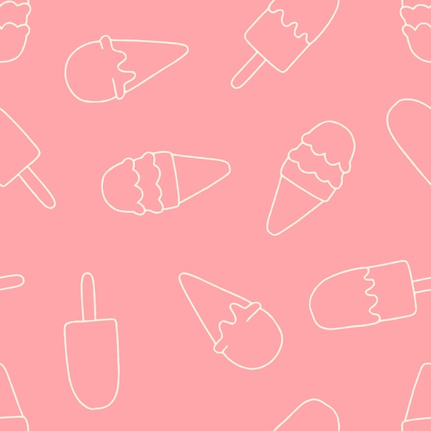 Esbozo de patrón de helado vectorial Repite sin costuras para el fondo de papel tapiz de la cubierta del embalaje