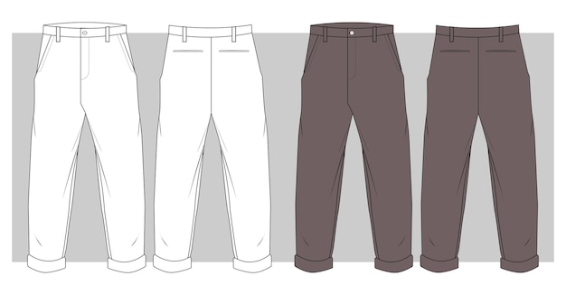 Vector esbozo plano de pantalones formales para hombres