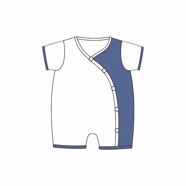 Esbozo plano del romper de kimono para bebés