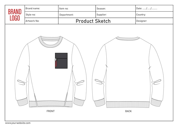 Esbozo del producto de la sudadera