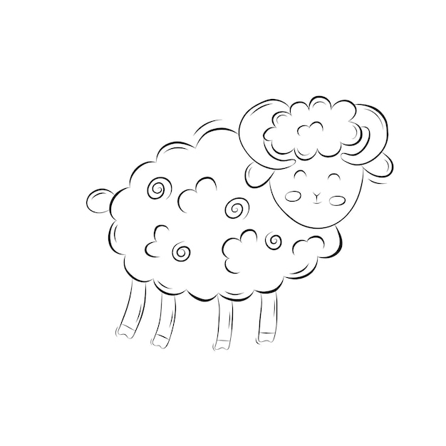 Esbozo de un ramón lindo con cuernos Ilustración vectorial simple en estilo doodle