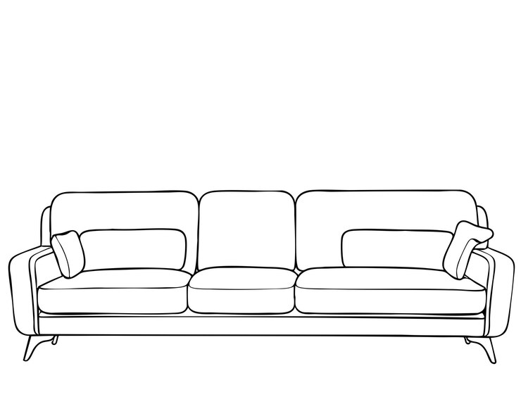 Esbozo realista de sofás aislados sobre un fondo blanco Ilustración vectorial