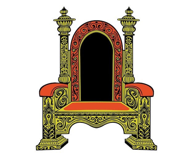 Esbozo de la silla del trono real de lujo ilustración vectorial dibujada a mano aislada