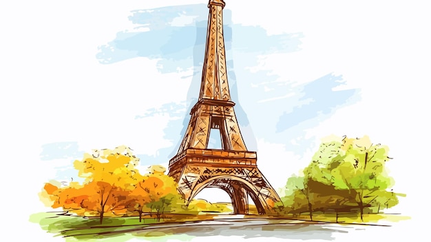 Esbozo de la Torre Eiffel Ilustración de un edificio arquitectónico