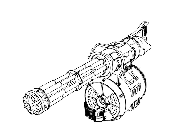 Esbozo del vector de la ametralladora y la miniguna