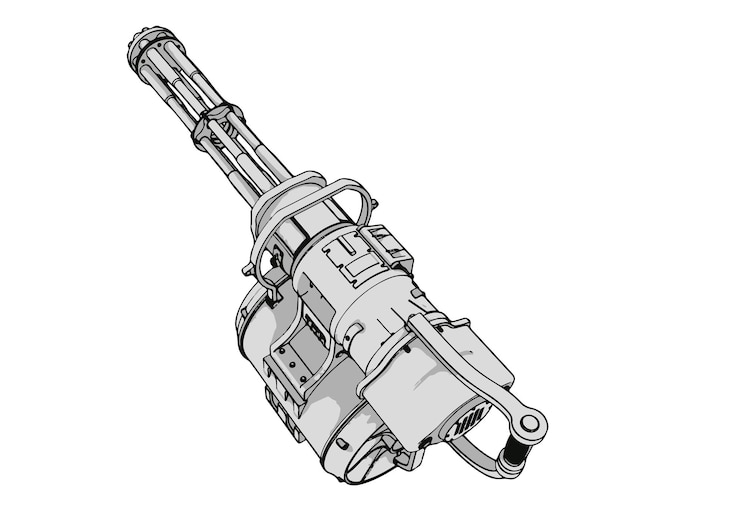 Vector esbozo del vector de la ametralladora y la miniguna