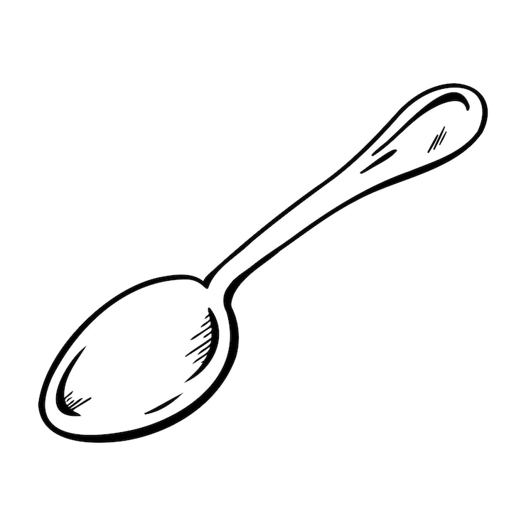 Vector esbozo vectorial de una cuchara metálica vacía en un estilo rústico utensilio de cocina esencial perfecto