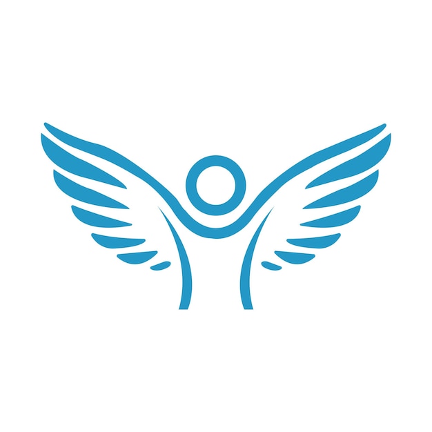 Esbozo vectorial de dos alas grandes diseño de logotipo hombre simple diseño de logotipio azul