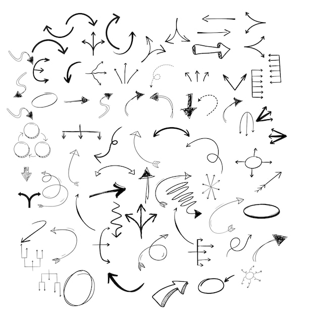 Esbozo vectorial de flechas curvas