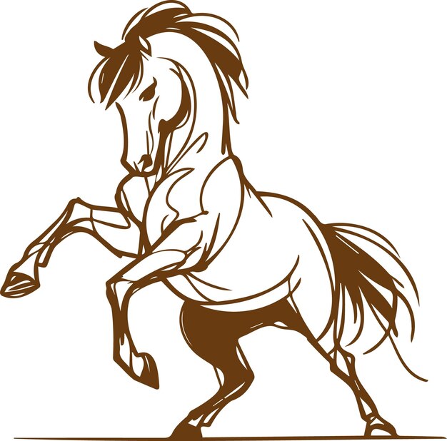 Esbozo vectorial minimalista de un caballo de una yegua