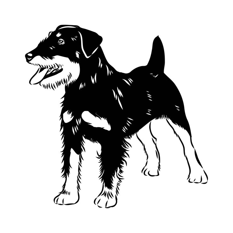 Vector esbozo vectorial de perro jagdterrier alemán dibujado a mano con tinta esbozo realista aislado en blanco