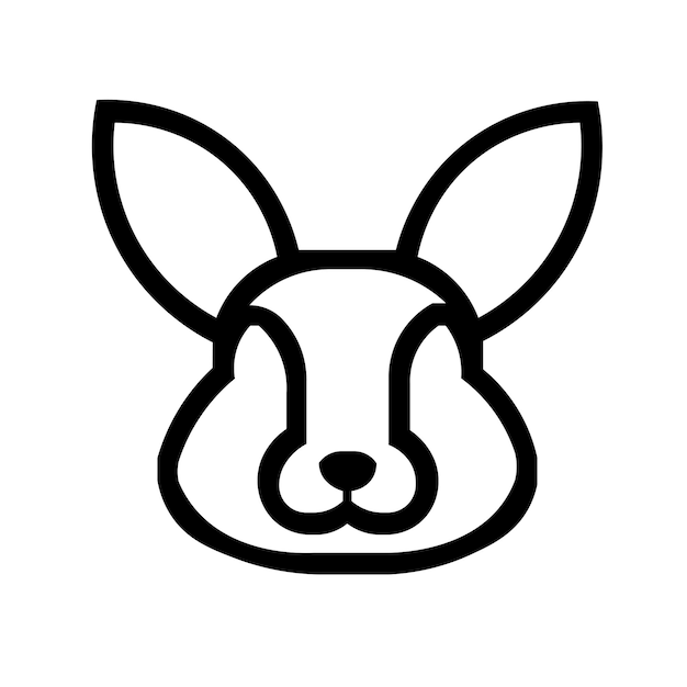 Esbozo vectorial sencillo de conejo Icono de conejo Cara de conejo en formato vectorial