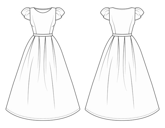 Esbozo de un vestido con mangas puff