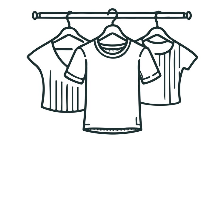 Esbozo de vestuario dibujado a mano Ropa en las perchas Camisa
