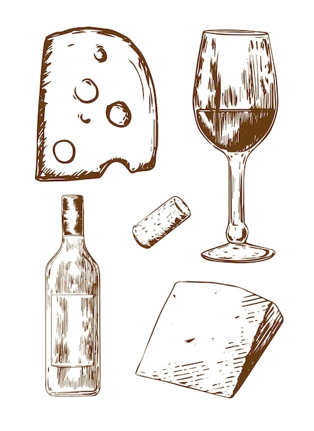 Esbozo de vino y queso