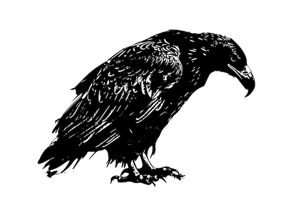 Esbozo vintage de cuervo Ilustración vectorial dibujada a mano del arte de Halloween de las aves góticas