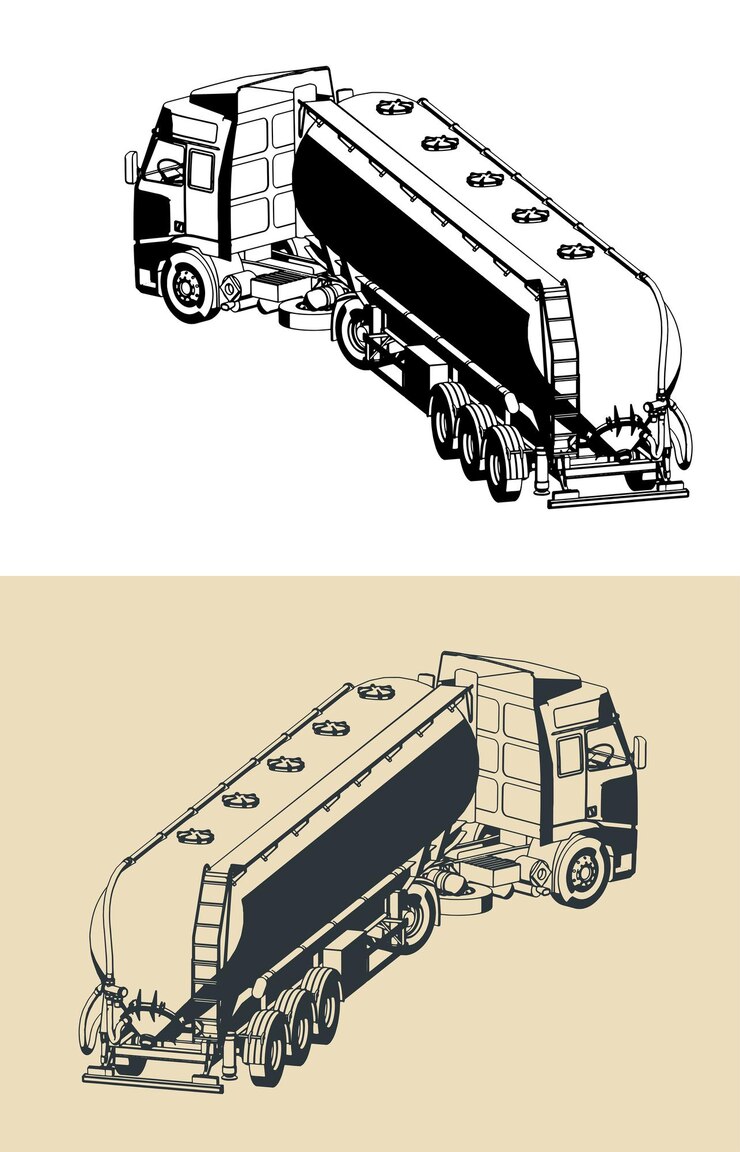 Vector esbozos de camiones de silo