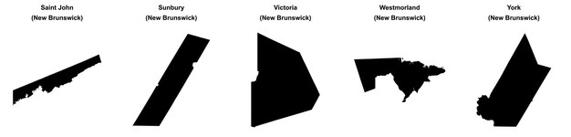 Esbozos de los condados de Nuevo Brunswick Saint John Sunbury Victoria Westmorland York