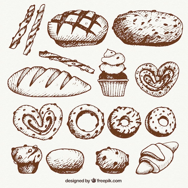 Esbozos de productos de panadería