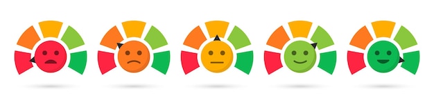 Vector escala con flecha retroalimentación emociones nivel de satisfacción