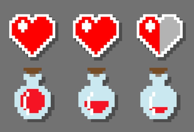 Escala de HP y mana Iconos de píxeles para videojuegos
