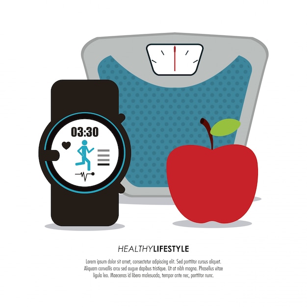 Vector escala de manzana y el icono de reloj