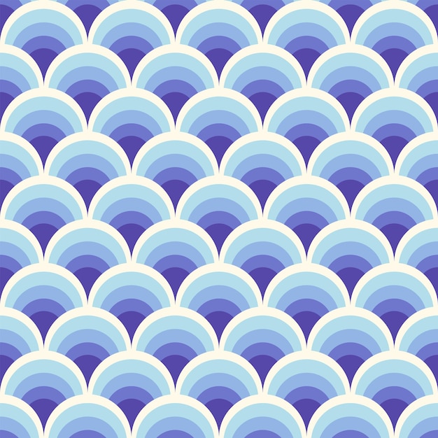 Escala de pescado abstracto geométrico de patrones sin fisuras Círculos coloridos Fondo retro nostálgico asiático