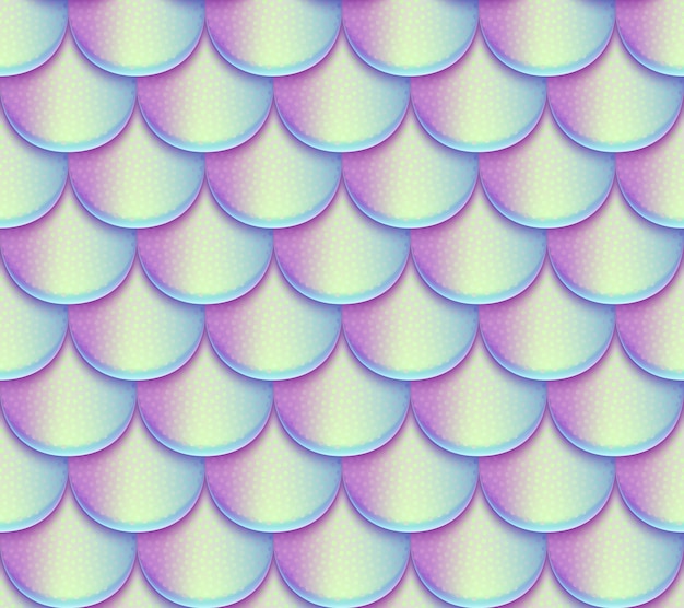 Escalas de cola de sirena vector de patrones sin fisuras. textura olográfica brillante de los peces. ejemplo de la piel de los pescados de la escala del fondo de la textura de la sirena