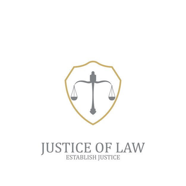 Escalas de justicia Tribunal de justicia Abogado Icono legal diseño de plantilla de ilustración vectorial