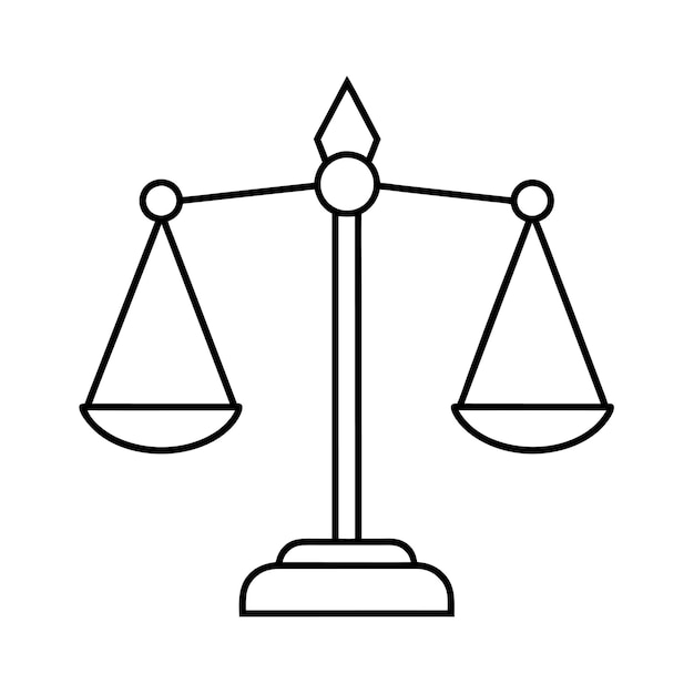 Las escalas de la justicia Vector Line Art Icon Logo