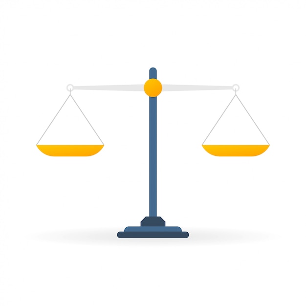 Escalas de Libra plana aislado sobre fondo blanco.