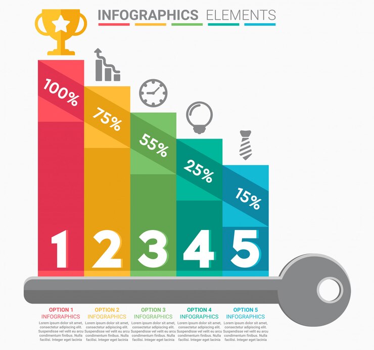 Vector escalera de negocios de infografía con cinco escalones
