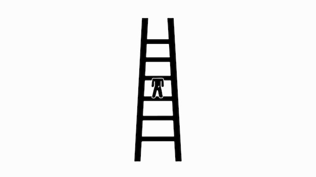 una escalera negra con un hombre de pie en ella