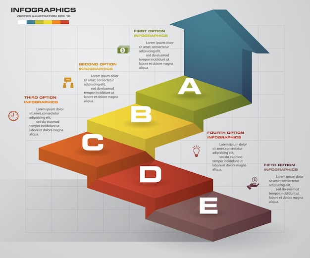 Vector escalera de opciones de plantilla de diseño de infografía 5.