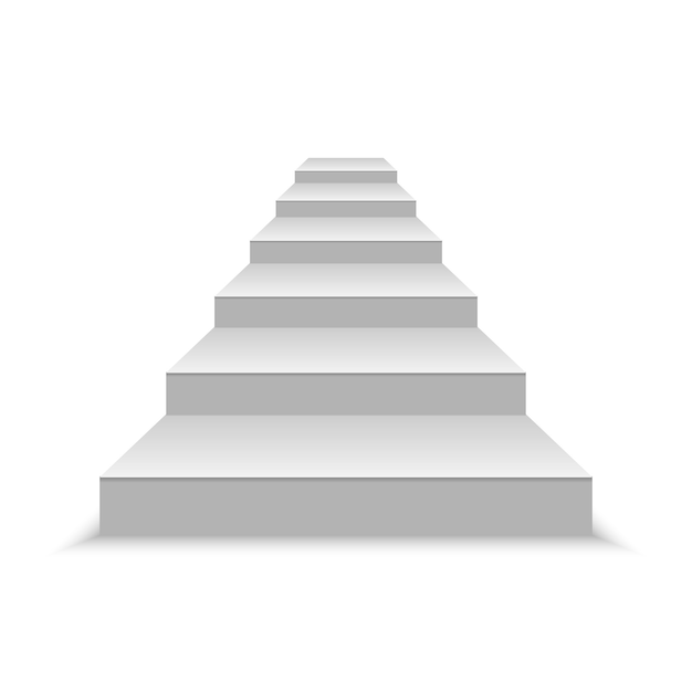 Escaleras blancas en blanco realistas. Ilustración vectorial