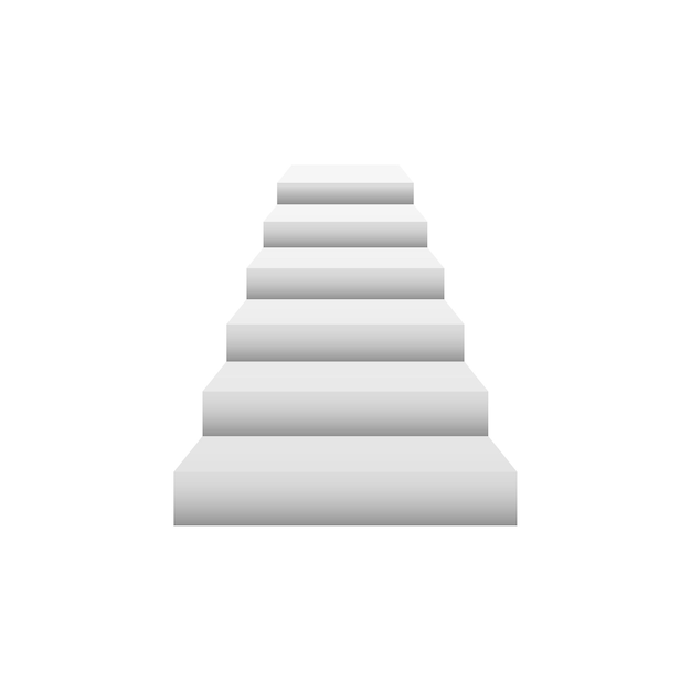 Escaleras blancas escaleras interiores 3d aisladas en blanco colección de pasos vectoriales escalera para ilustración interior aislada en fondo blanco