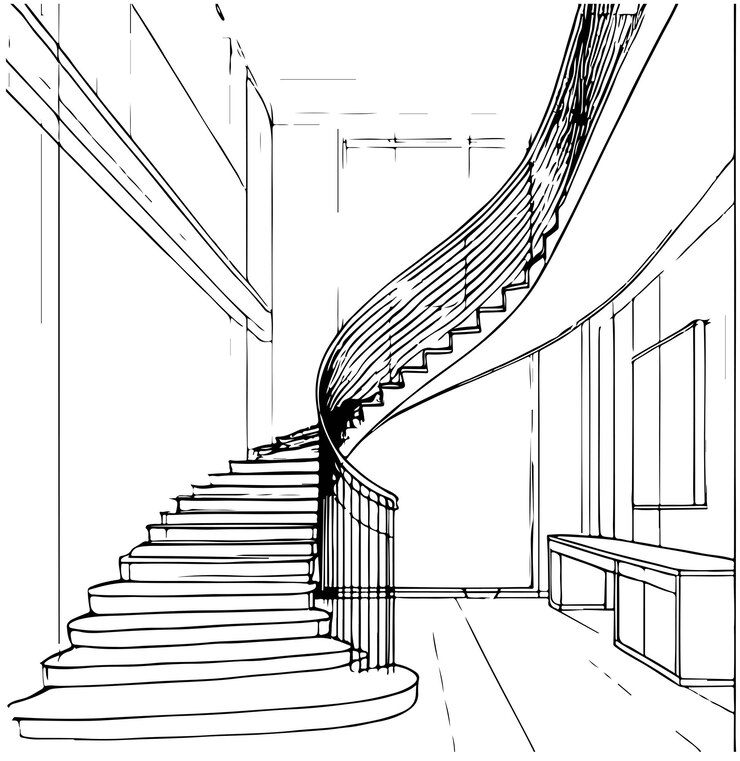 Escaleras dibujadas a mano elemento de diseño interior Esbozo