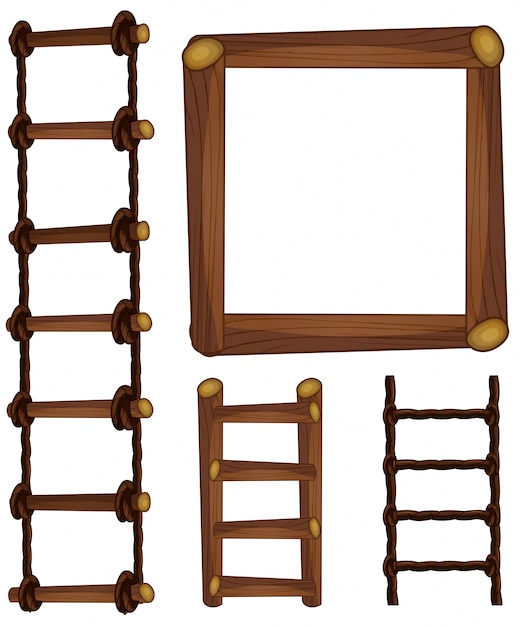 Escaleras y marco de madera
