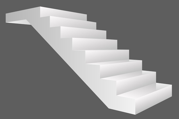 Escaleras vectoriales aisladas sobre fondo gris