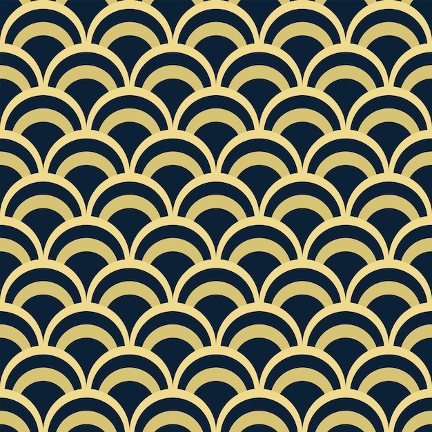 Escama de pescado abstracto geométrico de patrones sin fisuras art deco nostálgico fondo retro impresión asiática