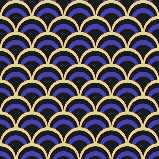 Escama de pescado abstracto geométrico de patrones sin fisuras art deco nostálgico fondo retro impresión asiática