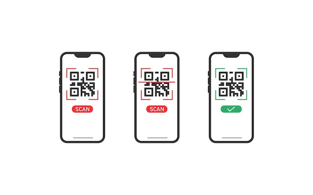 Escaneando el icono del código qr Un teléfono inteligente que escanea el diseño vectorial del código qr