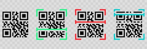 Escanear código qr establecer iconos ilustración vectorial