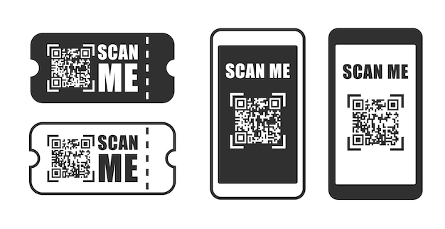 Escanear el código QR del teléfono inteligente símbolo del icono escáner de códigos de barras información signo del logotipo forma ilustración vectorial i