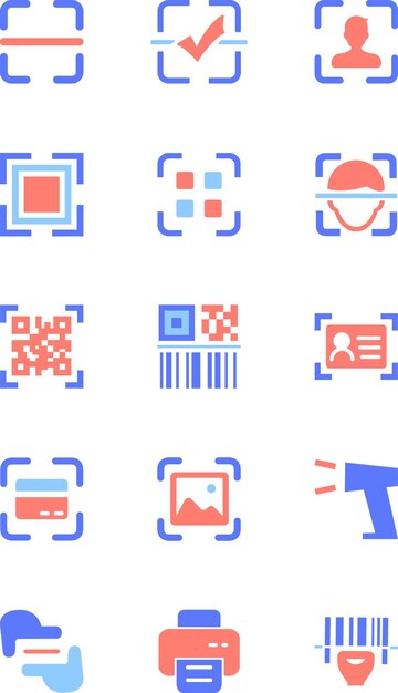 Escanear mí conjunto de íconos plantilla de código QR Escanear me pegatina código QR escanear conjunto de iconos