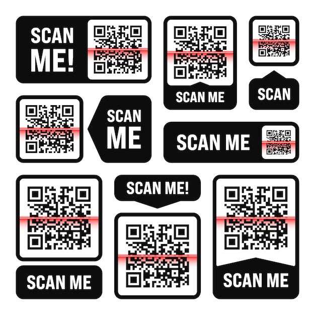 Escáneme la etiqueta de código QR para el pago en línea, ofertas especiales para la venta, etiquetas de descuento para compras o