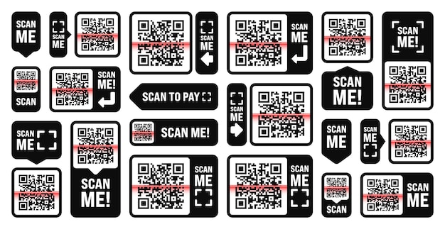 Escáneme la etiqueta de código QR para el pago en línea, ofertas especiales para la venta, etiquetas de descuento para compras o